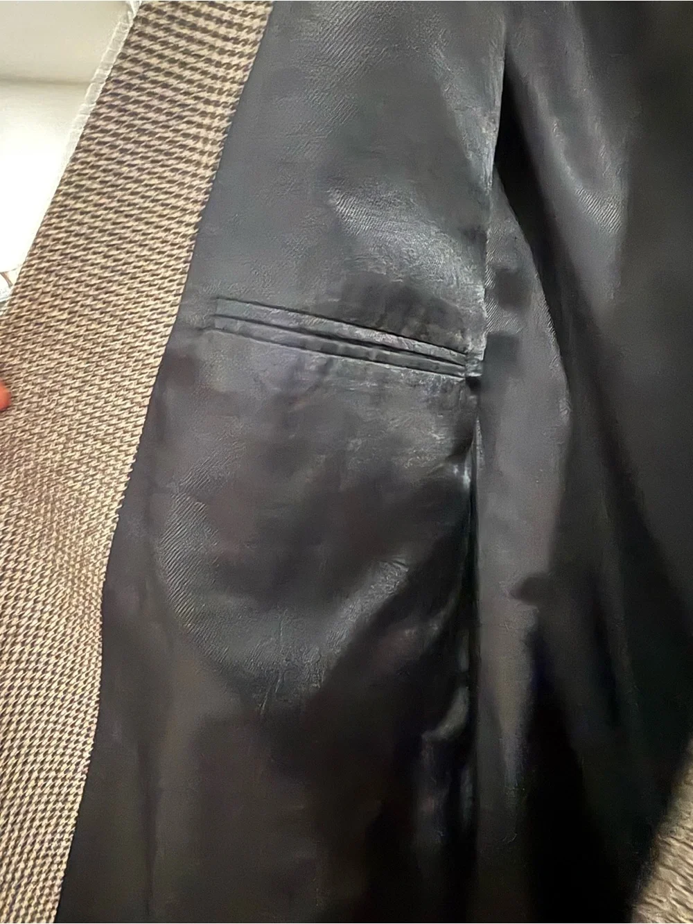 Oscar de la Renta Double-Breasted Houndstooth Blazer in Brown and Black